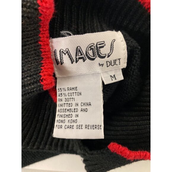 Vintage Images By Duet Black Sweater With Red Floral Sequin Embellishments M - Picture 11 of 12